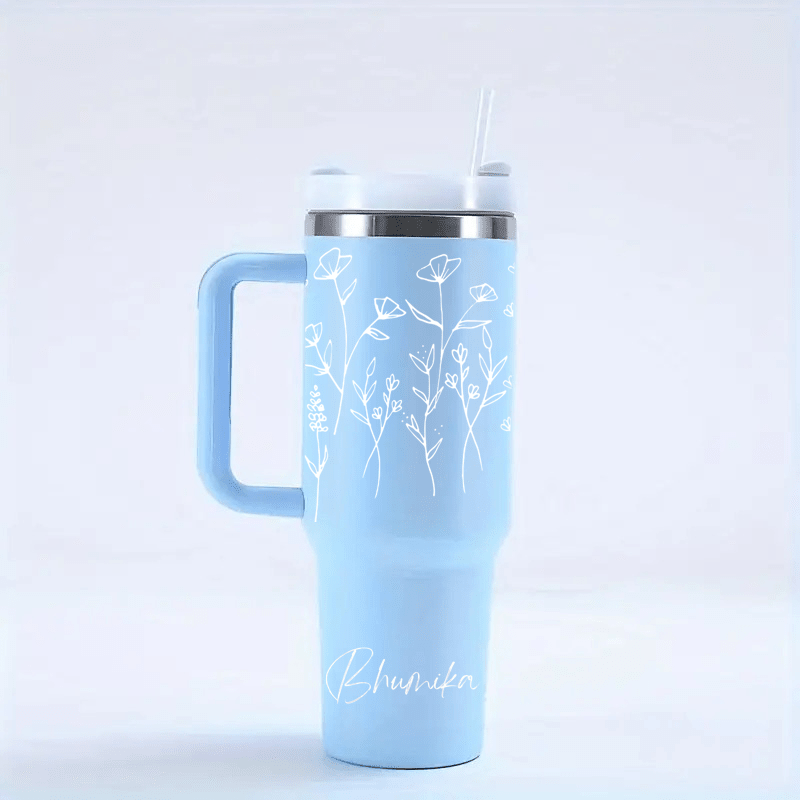 Personalized FleurFlow™ Tumbler with Straw & Lid - Memories Insite